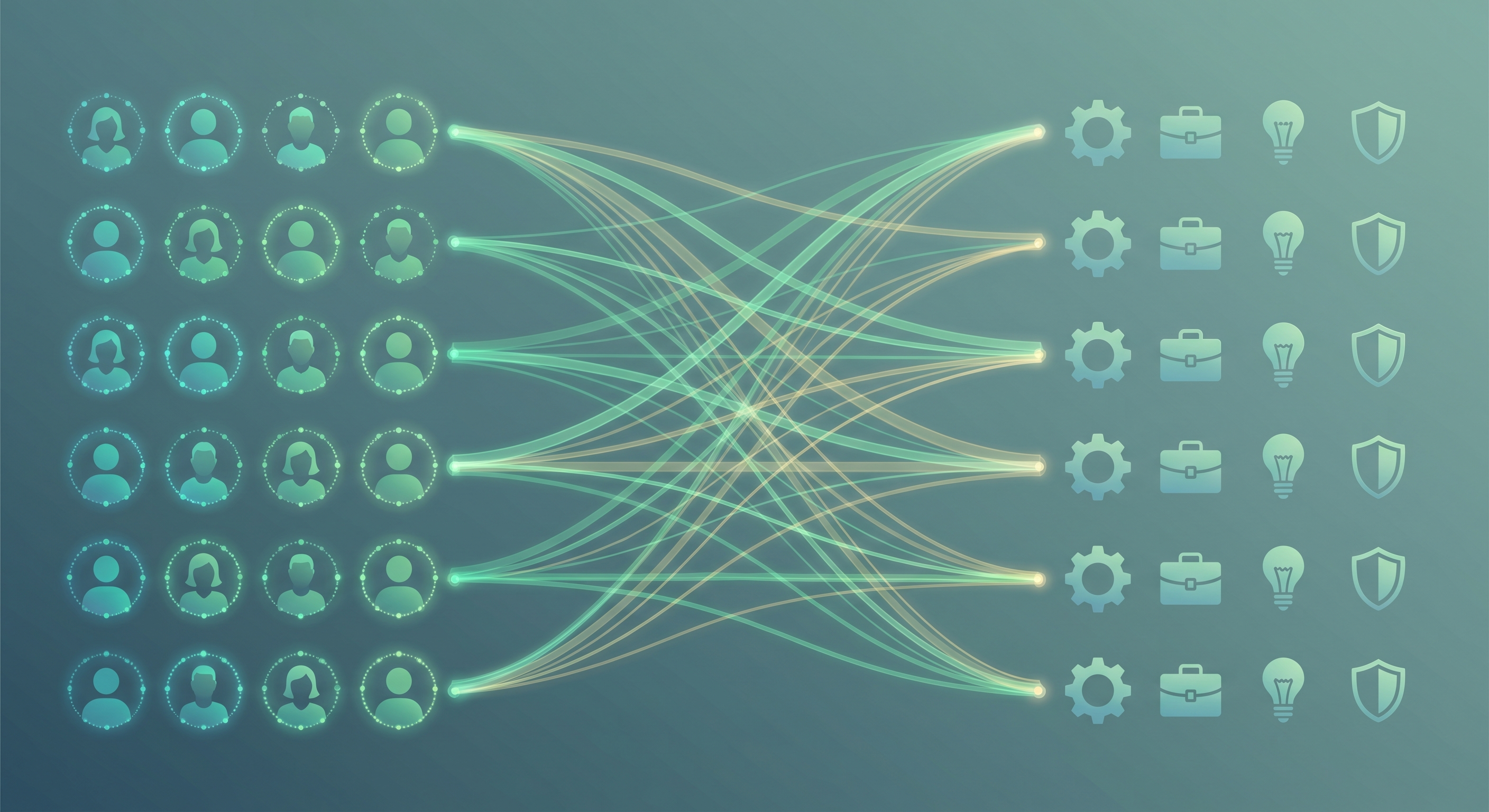 Two-way matching algorithm visualisation - candidates and roles scored independently and reconciled