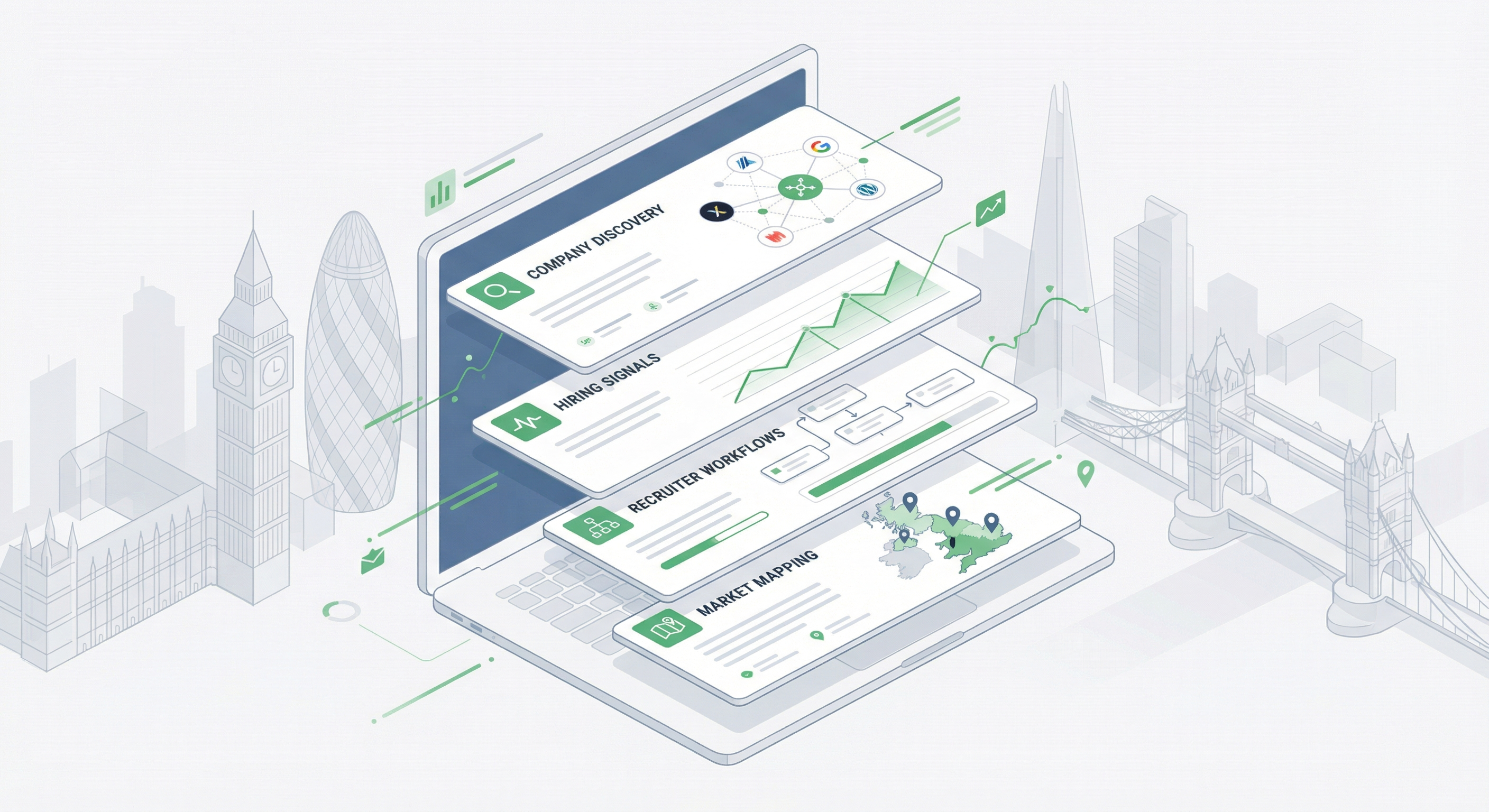 Best recruitment tools for UK agencies in 2026 illustrated as a recruiter intelligence dashboard