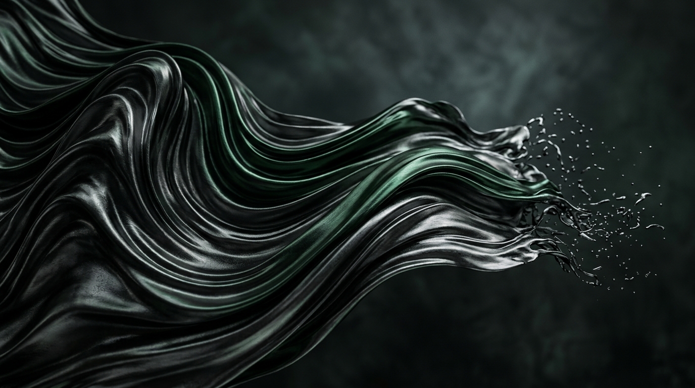 Abstrakte dunkle Liquid-Metal-Textur, die in Tropfen zerfällt - Sinnbild für Candidate Ghosting