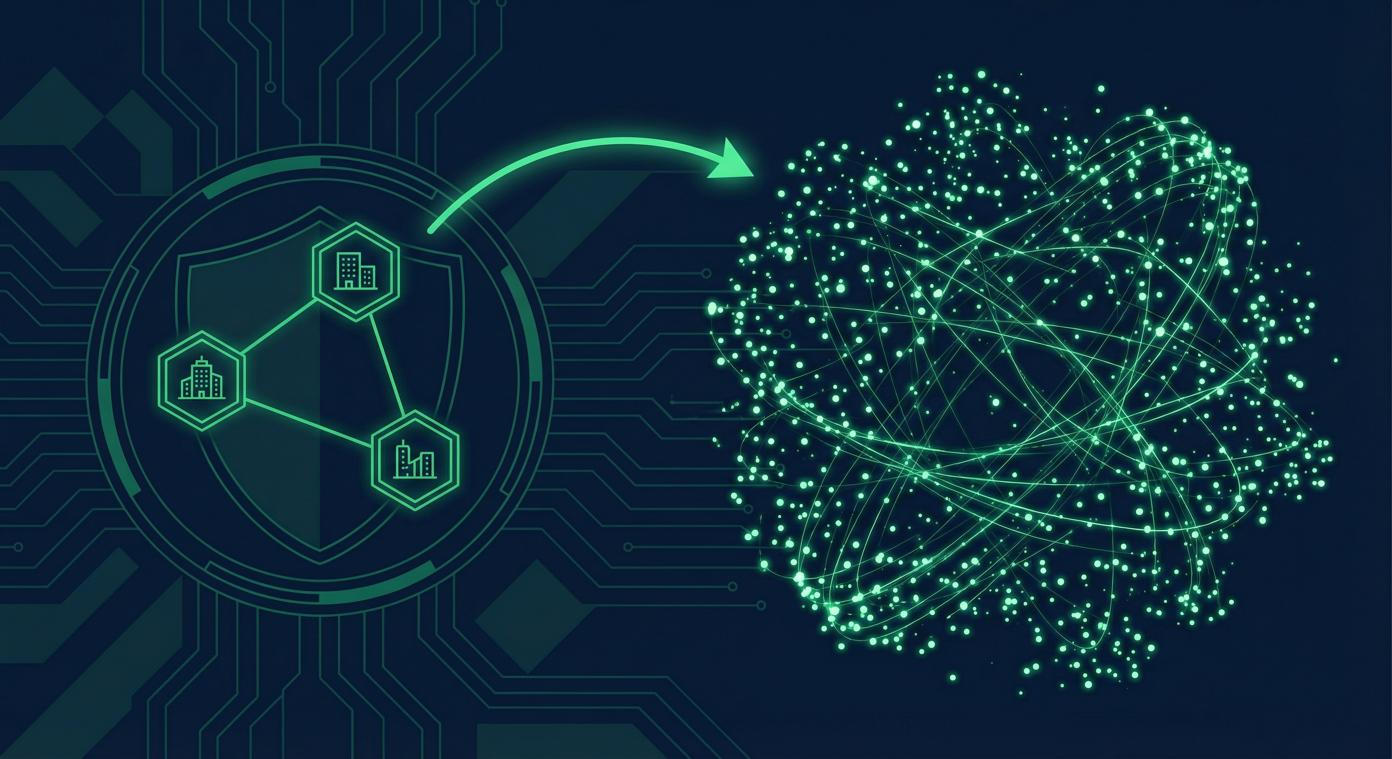 Split network view showing familiar company nodes versus vast undiscovered market - the hidden client discovery concept