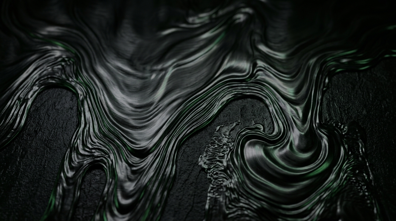 Abstrakte dunkle Liquid-Metal-Textur als Sinnbild für Signalfluss