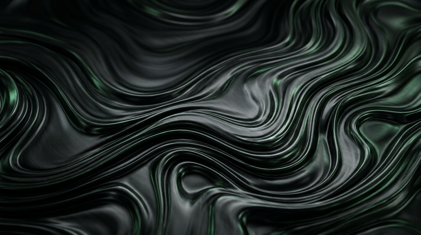 Abstract dark liquid-metal texture representing hidden, ungoverned AI workflows inside a recruitment agency